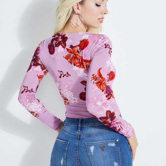 Guess TEMPTRESS LONG-SLEEVE PRINTED BODYSUIT - Picture 2 of 2